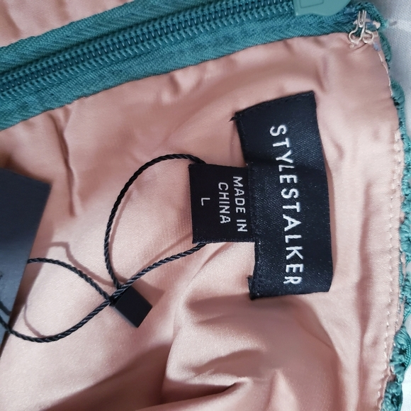 Stylestalker Revolve Alexander mini dress jade green crochet lace size large New - Picture 10 of 11